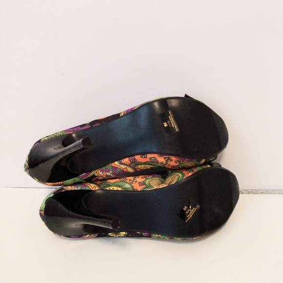 Sarah Jayne Floral Print Fabric Peep Toe 4 1/2" Heels sz 9 M - Picture 10 of 12